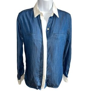 Women's 7 For All Mankind Denim/White Button Down Top - XS